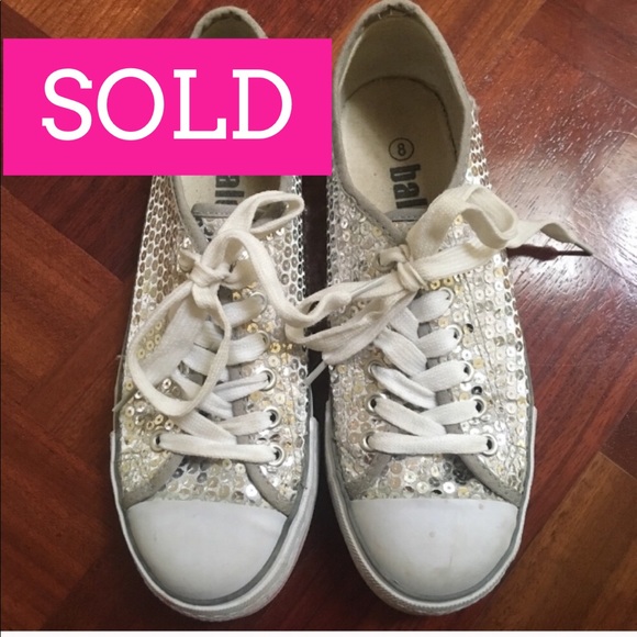 balera Shoes - Silver Sequin Dance Sneakers